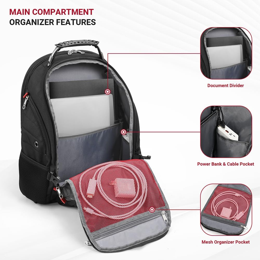 star cloud 17 Inch Travel Laptop Backpack, Business Tech Backpack with USB & Type-C Charging Port, 180° TSA Friendly Travel College Work Backpack with Multiple Organizer Pockets for Men