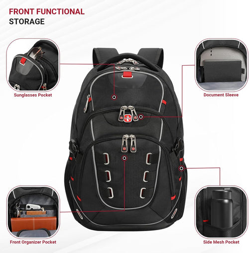 star cloud 17.3 Inch Laptop Backpack for Men, Travel Laptop Backpack with USB & Type-C Charging, TSA Friendly Carry On Business Backpack, Large Utility Tech Backpack for Work and Travel